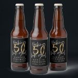 ブラックと金ゴールド50thバースデーパーティーのお願い ビールラベル<br><div class="desc">50祝歳の誕生日のスタイルで、これらの黒、白と金ゴールドの効果50と素晴らしい誕生日パーティーラベルと一緒に。スクリプトモダン文字とグラフィックを含むはっきりしたデザイン。色をに変更しカスタマイズます。コレクションの一部。</div>