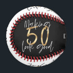 ブラックと金ゴールド50th birthday chic モダン（シック） 野球ボール<br><div class="desc">黒と金ゴールド効果50歳の誕生日シックモダンデザイン。</div>