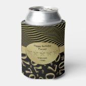 ブラックと金ゴールド70th誕生日パーティー番号パターン 缶クーラー (缶正面)