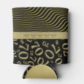 ブラックと金ゴールド70th誕生日パーティー番号パターン 缶クーラー (裏面)