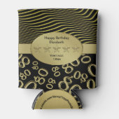 ブラックと金ゴールド80th誕生日パーティー番号パターン 缶クーラー (正面)