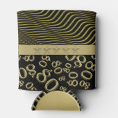 ブラックと金ゴールド80th誕生日パーティー番号パターン 缶クーラー (裏面)