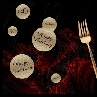 ブラックと金ゴールド90th誕生日テーブルの装飾 コンフェッティ