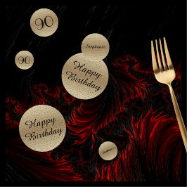 ブラックと金ゴールド90th誕生日テーブルの装飾 コンフェッティ