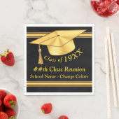 ブラックと金ゴールド、クラス懇親会ナプキンス、3サイズ スタンダードランチョンナプキン (インサイチュ)