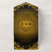 ブラックと金ゴールド（モノグラム） オールインワン招待状 (外側)