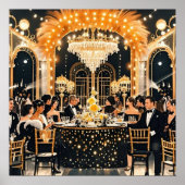 ブラックと金ゴールド、リッチラグジュアリー、ムーランルージュスタイル ポスター (正面)