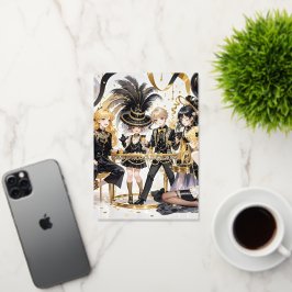 ブラックと金ゴールド、リッチラグジュアリー、ムーランルージュスタイル 箔グリーティングカード