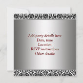 ブラックなダマスクの素敵な40歳の誕生日パーティー 招待状 (裏面)