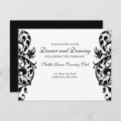 ブラックなダマスクの結婚式の招待状カード 招待状 (正面/裏面)