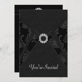 ブラックなダマスク すべての機会 パーティー招待状 招待状 (正面/裏面)
