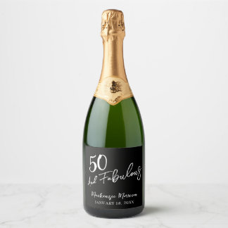 ブラックな50歳と華麗な人生のスクリプト 誕生日パーティー スパークリングワインラベル