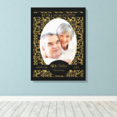 ブラックにゴールドの渦 50周年結婚記念日 キャンバスプリント (インサイチュ (ウッドフロア))