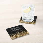 ブラックにゴールドグリッターの50歳誕生日 スクエアペーパーコースター (インサイチュ)