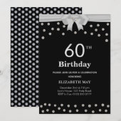 ブラックにダイヤモンドが輝く大人っぽい40歳・60歳の誕生日 招待状 (正面/裏面)