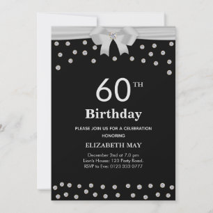 ブラックにダイヤモンドが輝く大人っぽい40歳・60歳の誕生日 招待状