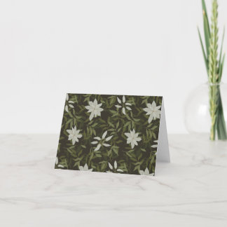 ブラックにマグノリア葉とグリーン サンキューカード