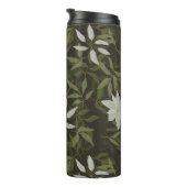 ブラックにマグノリア葉とグリーン タンブラー (回転右)