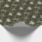 ブラックにマグノリア葉とグリーン ラッピングペーパー (角)