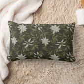 ブラックにマグノリア葉とグリーン ランバークッション (ブランケット)