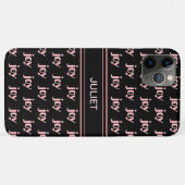 ブラックにモダンなピンクの喜びのカリグラフィー Case-Mate iPhoneケース (裏面(横))