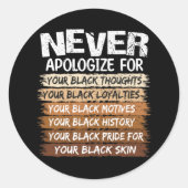 ブラックに対する謝罪は決してない ラウンドシール (正面)