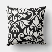 ブラックに白の花色のダマスクアート クッション (裏面)