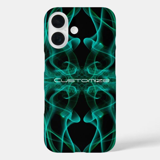 ブラックに緑の煙カスタムの羽毛 Case-Mate iPhoneケース (裏面)