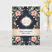 ブラックに花の50周年結婚記念日 カード (黄色い花)