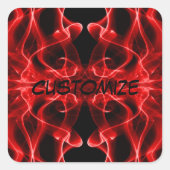 ブラックに赤い煙カスタムの羽毛 スクエアシール (正面)