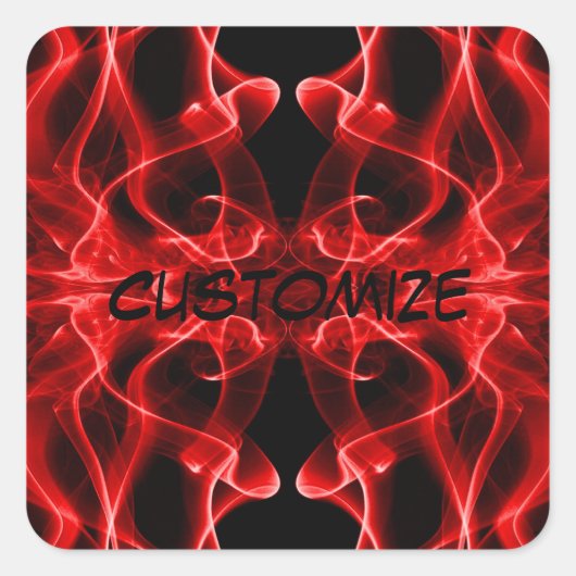 ブラックに赤い煙カスタムの羽毛 スクエアシール (正面)
