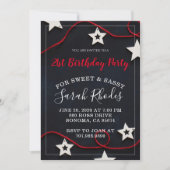 ブラックに赤の21歳誕生日パーティー 招待状 (正面)