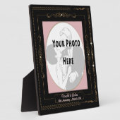 ブラックに金の巻き物とピンクのマット - 個人名入り フォトプラーク (側面)