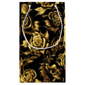 ブラックに黄金のバラを持つ高級デザイン スモールペーパーバッグ (裏面)
