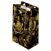 ブラックに黄金のバラを持つ高級デザイン スモールペーパーバッグ (裏面アングル)