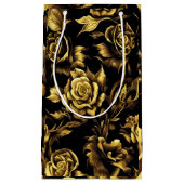 ブラックに黄金のバラを持つ高級デザイン スモールペーパーバッグ (正面)