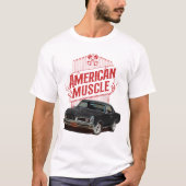 ブラックのアメリカのマッスルカー Tシャツ (正面)