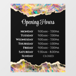 ブラックのオパールデザイン 開店時間 ウィンドウクリング ウィンドウサイン