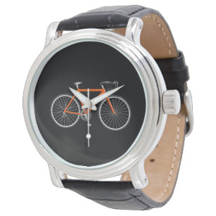 ブラックのオレンジ色の自転車 腕時計