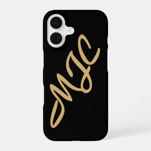 ブラックのカスタムモノグラム iPhone 16ケース (裏面)