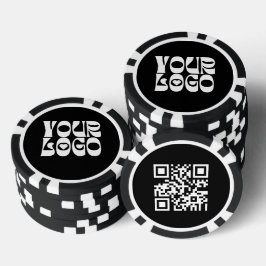 ブラックのカスタムロゴQRコードプロモーション ビジネス ポーカーチップ
