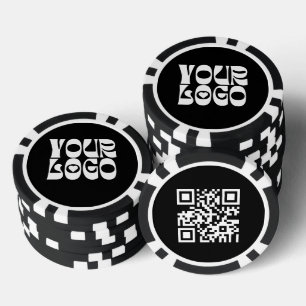 ブラックのカスタムロゴQRコードプロモーション ビジネス ポーカーチップ
