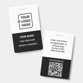 ブラックのカスタム社員証フォトIDロゴQRコード名 バッジ