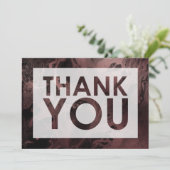 ブラックのカットアウト付きローズゴールド大理石 サンキューカード (スタンド正面)