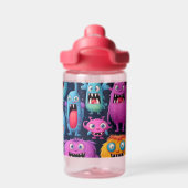 ブラックのカラフルモンスターのハッピーグループ ウォーターボトル (背面)