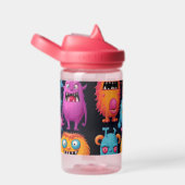 ブラックのカラフルモンスターのハッピーグループ ウォーターボトル (右面)