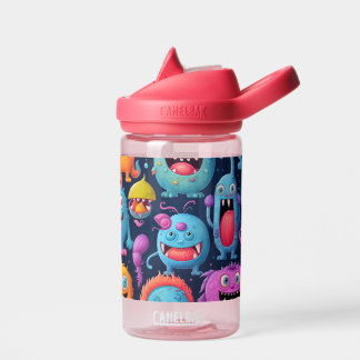 ブラックのカラフルモンスターのハッピーグループ ウォーターボトル