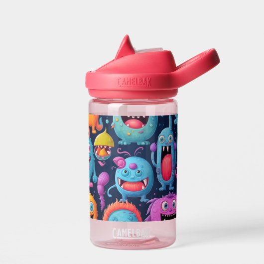 ブラックのカラフルモンスターのハッピーグループ ウォーターボトル (左面)