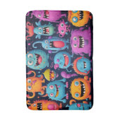 ブラックのカラフルモンスターのハッピーグループ バスマット (正面縦)