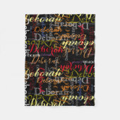 ブラックのカラー名パターン フリースブランケット (正面)